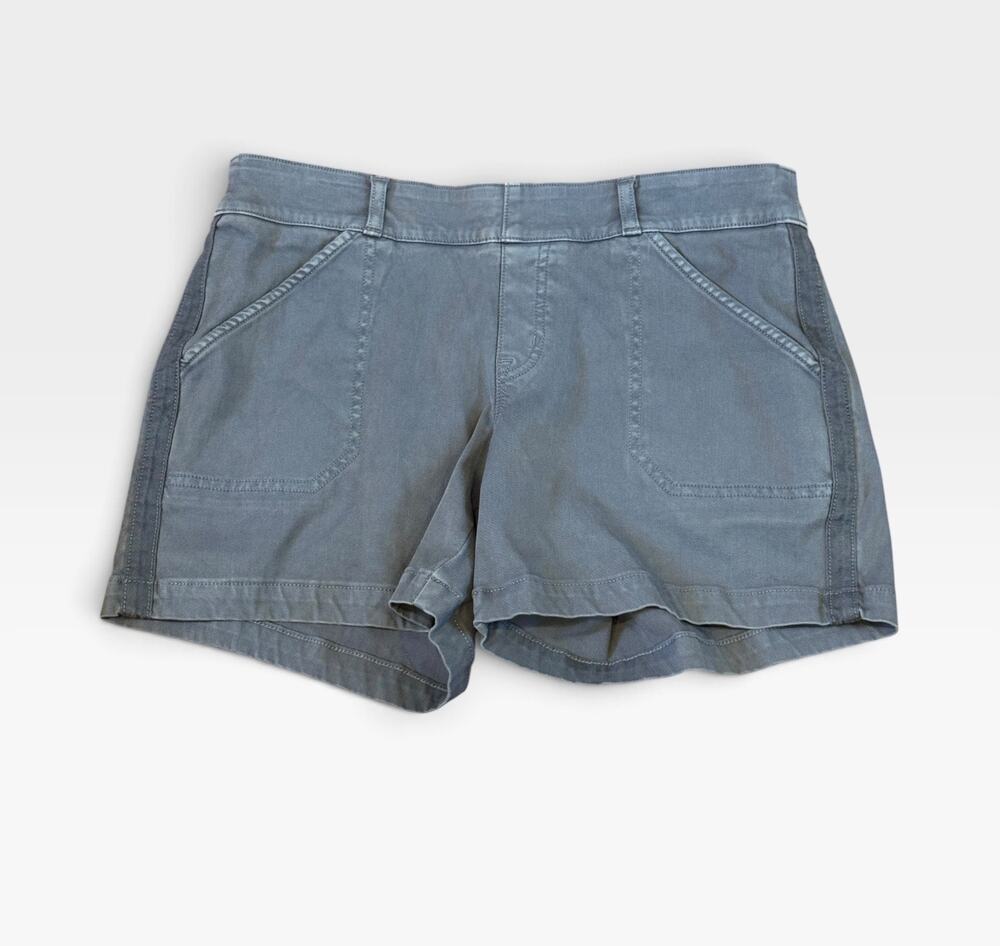 Spanx Stretch Blue Twill Pull-On Shorts 6' Sz L
